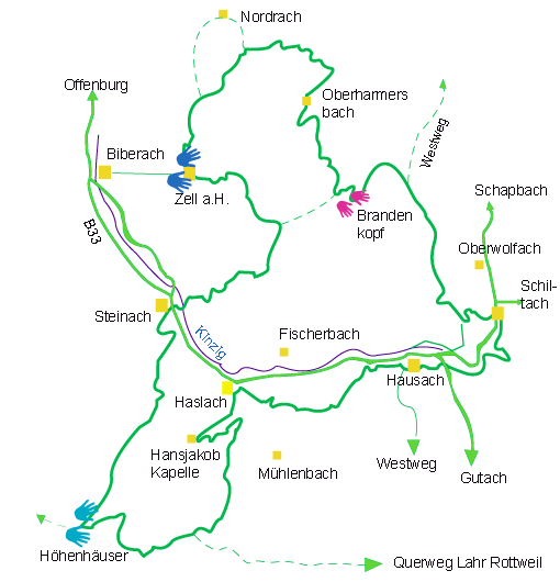 Karte vom grossen Hansjakobweg